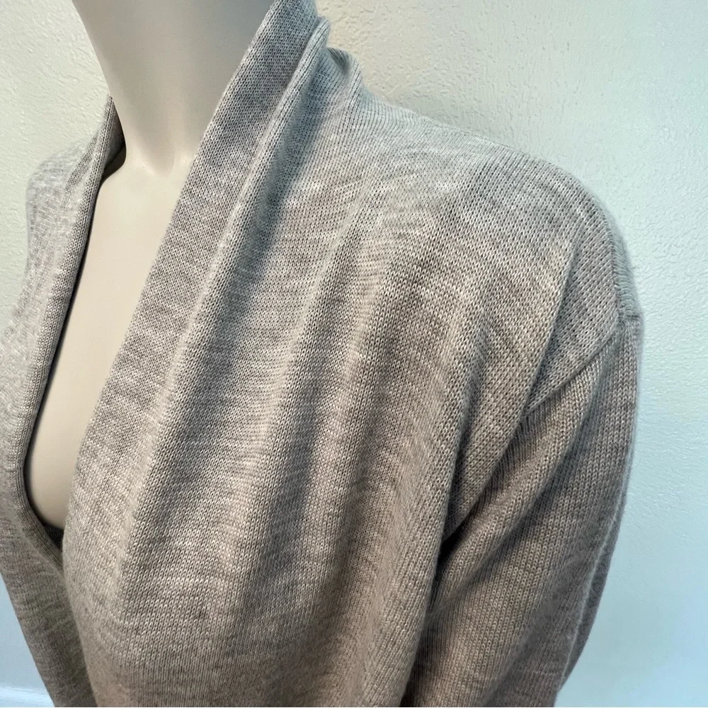 Ella Miss Heather Gray Long Open Front Cardigan Sweater - Picture 8 of 13